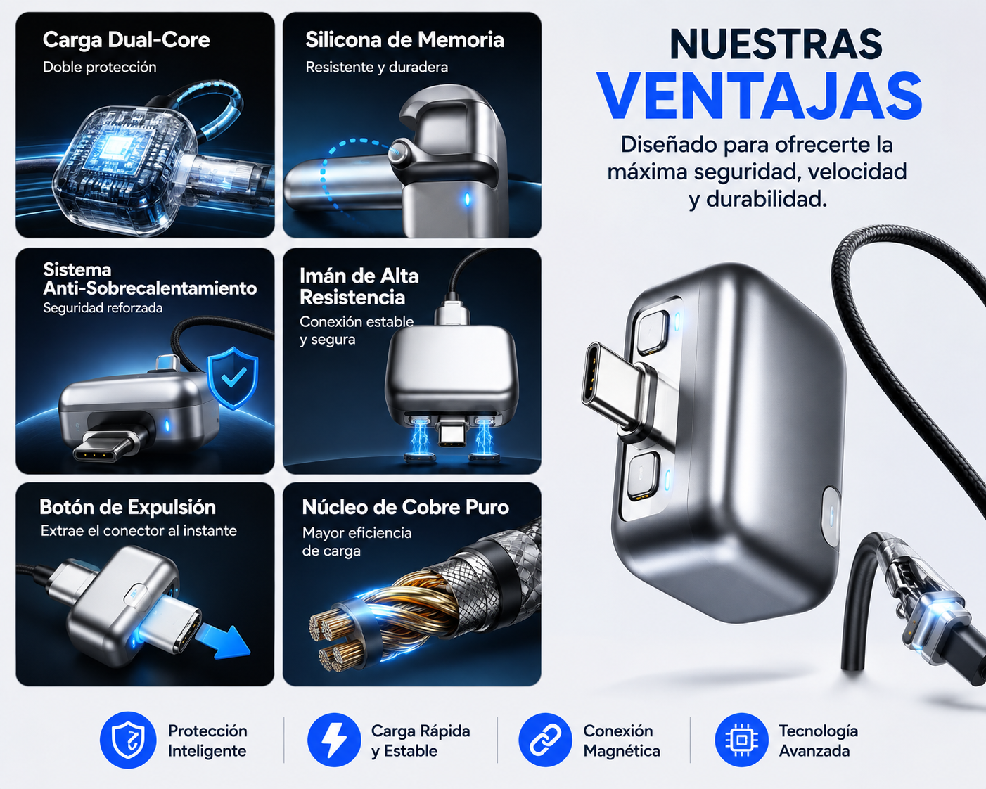 Adaptador USB-C Inteligente 140W con Corte Automático