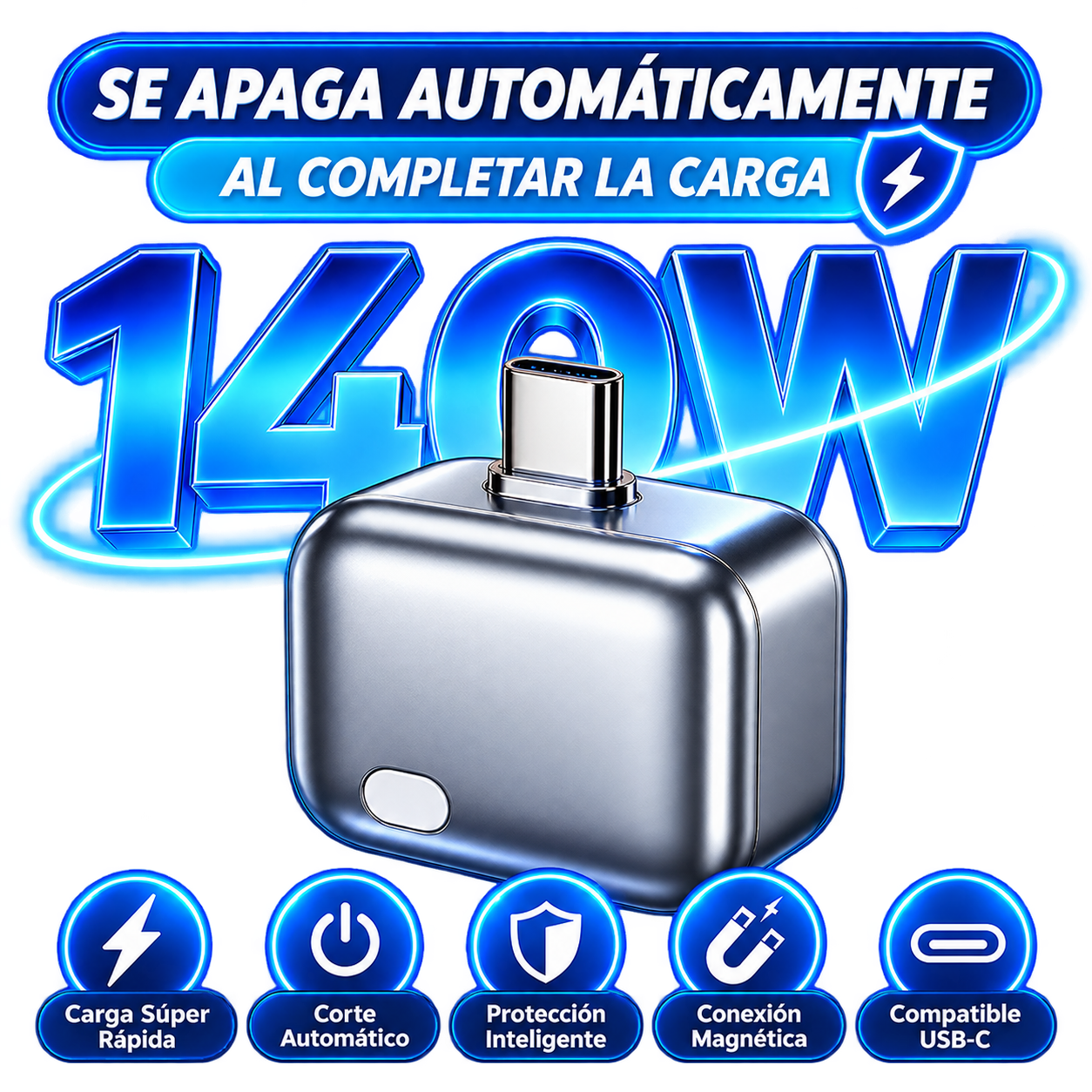 Adaptador USB-C Inteligente 140W con Corte Automático
